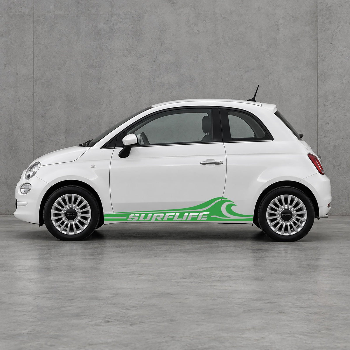 Fiat 500 Surf Life Side Stripes Kit - Pair Supplied in Green & Green