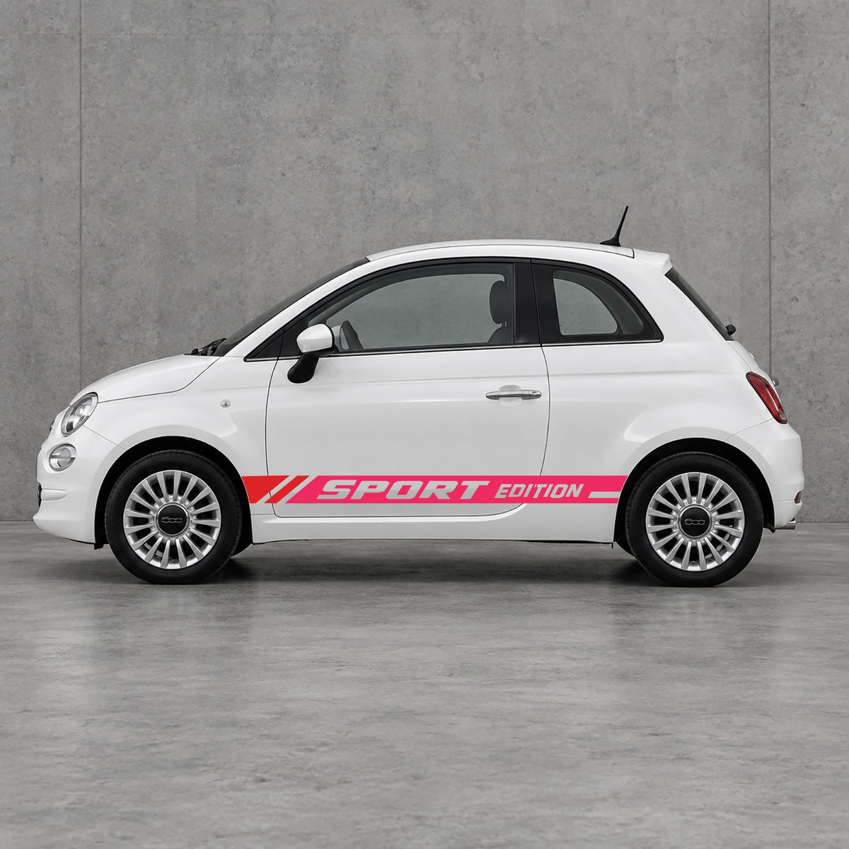 Fiat 500 Sport Edition Side Stripes Kit - Pair Supplied in Pink & Red
