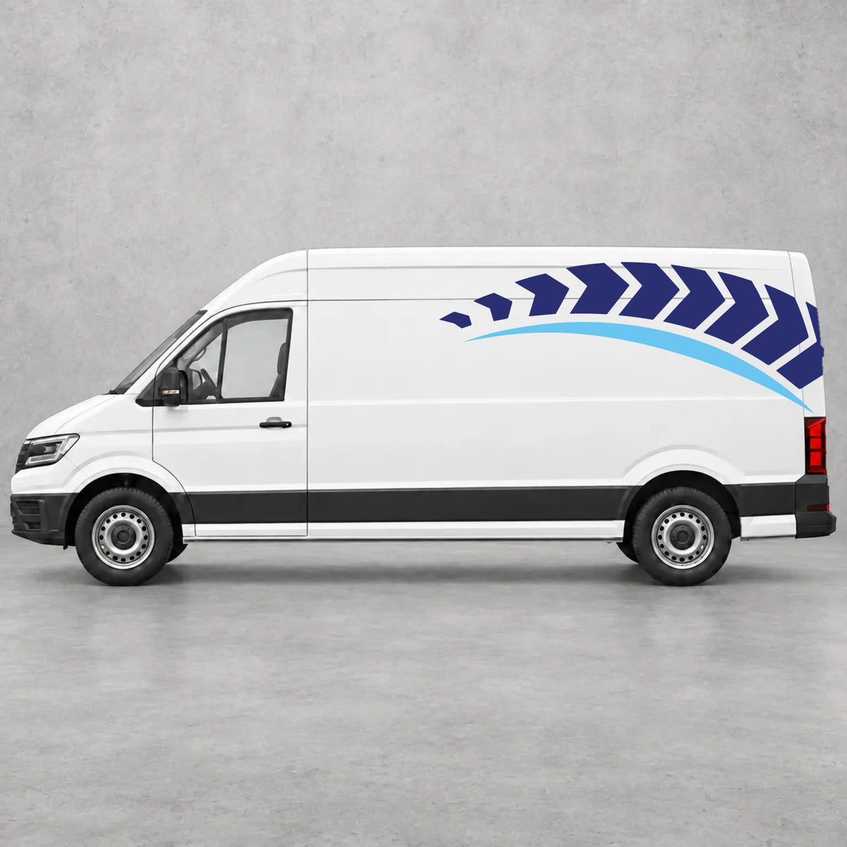 VW Crafter Chevron Track Side Graphics in Navy Blue & Light Blue