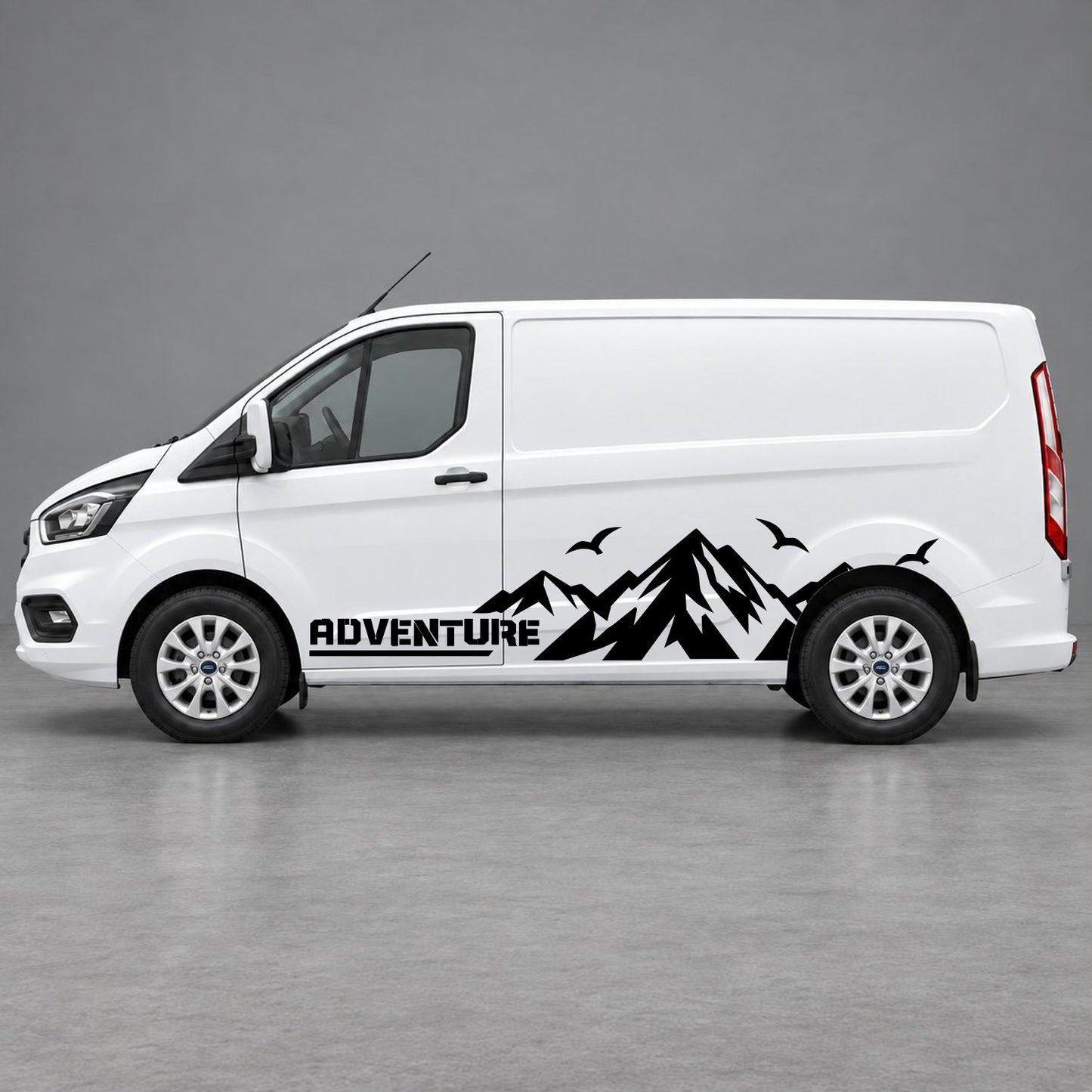 Ford Transit Custom Adventure Mountain Side Graphics in Black
