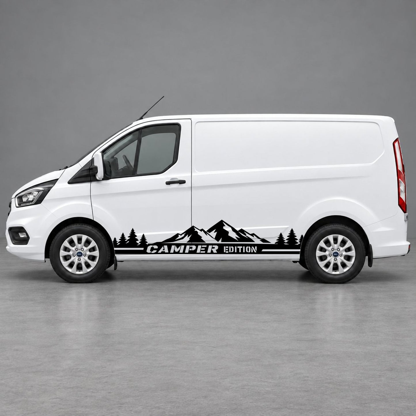 Ford Transit Custom Camper Edition Forest Side Stripes in Black