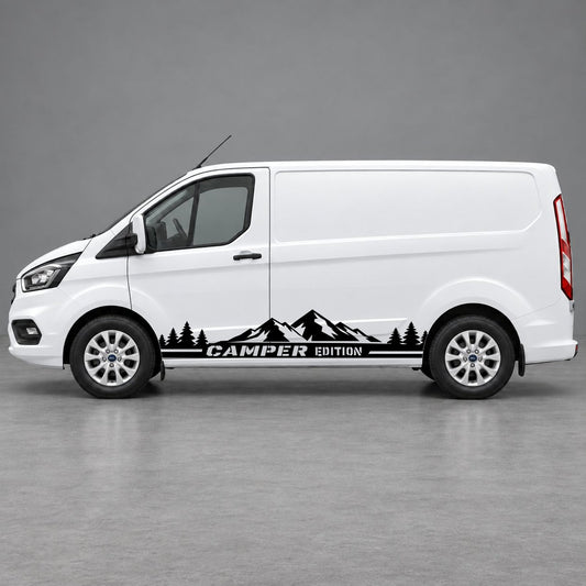 Ford Transit Custom Camper Edition Forest Side Stripes in Black