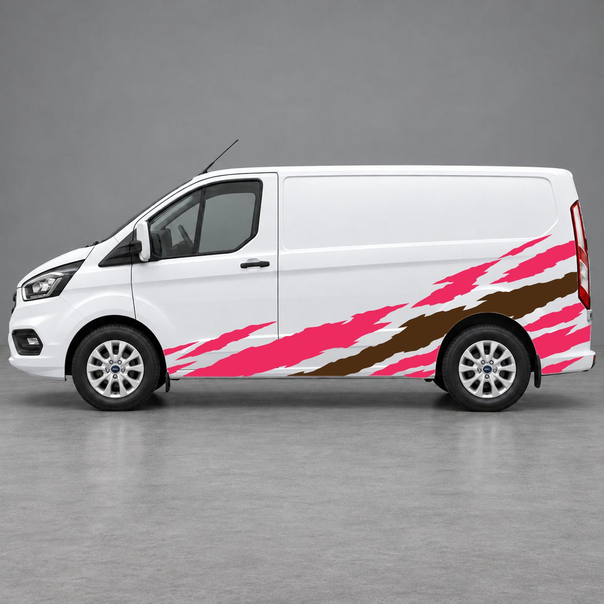 Ford Transit Custom Claw Scratch Side Graphics in Pink & Brown