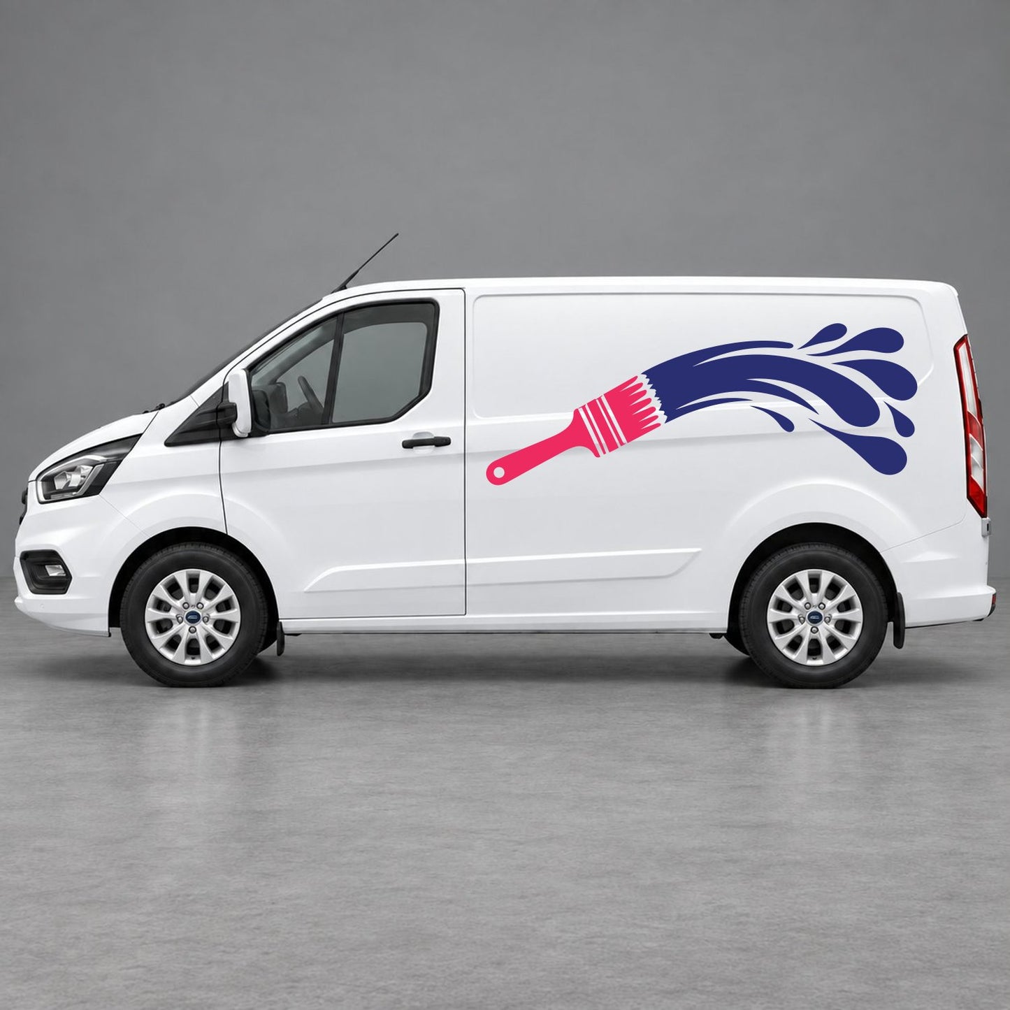 Ford Transit Custom Paintbrush Swoosh Side Graphics in Pink & Navy Blue