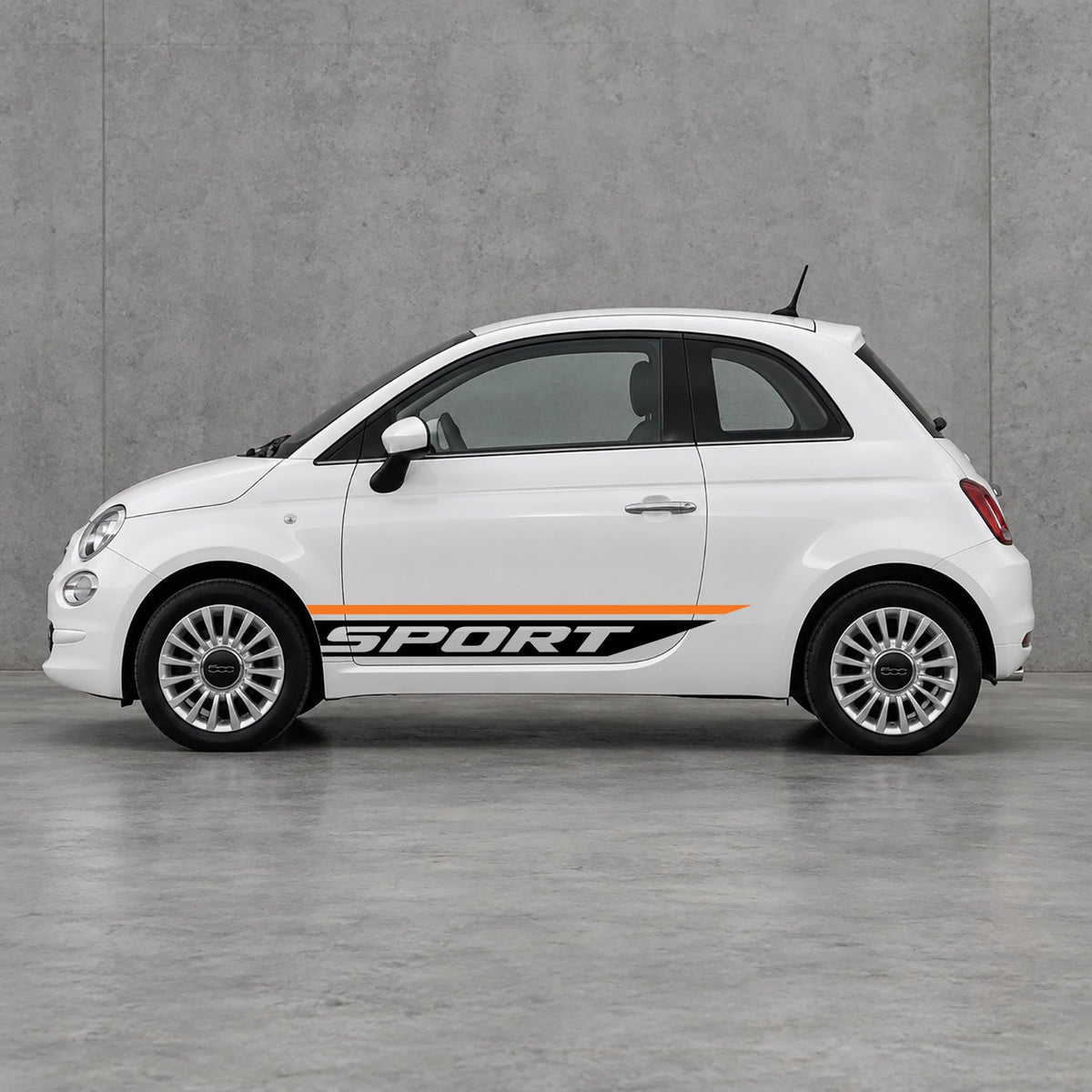 Fiat 500 Sport Lower Side Stripes Kit - Pair Supplied in Orange & Black