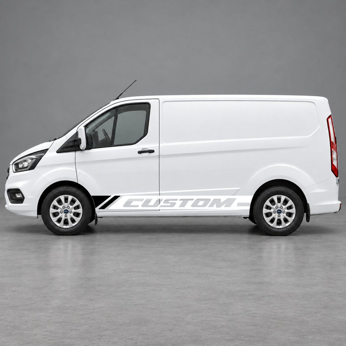 Ford Transit Custom Custom Lower Side Stripes in White & Black
