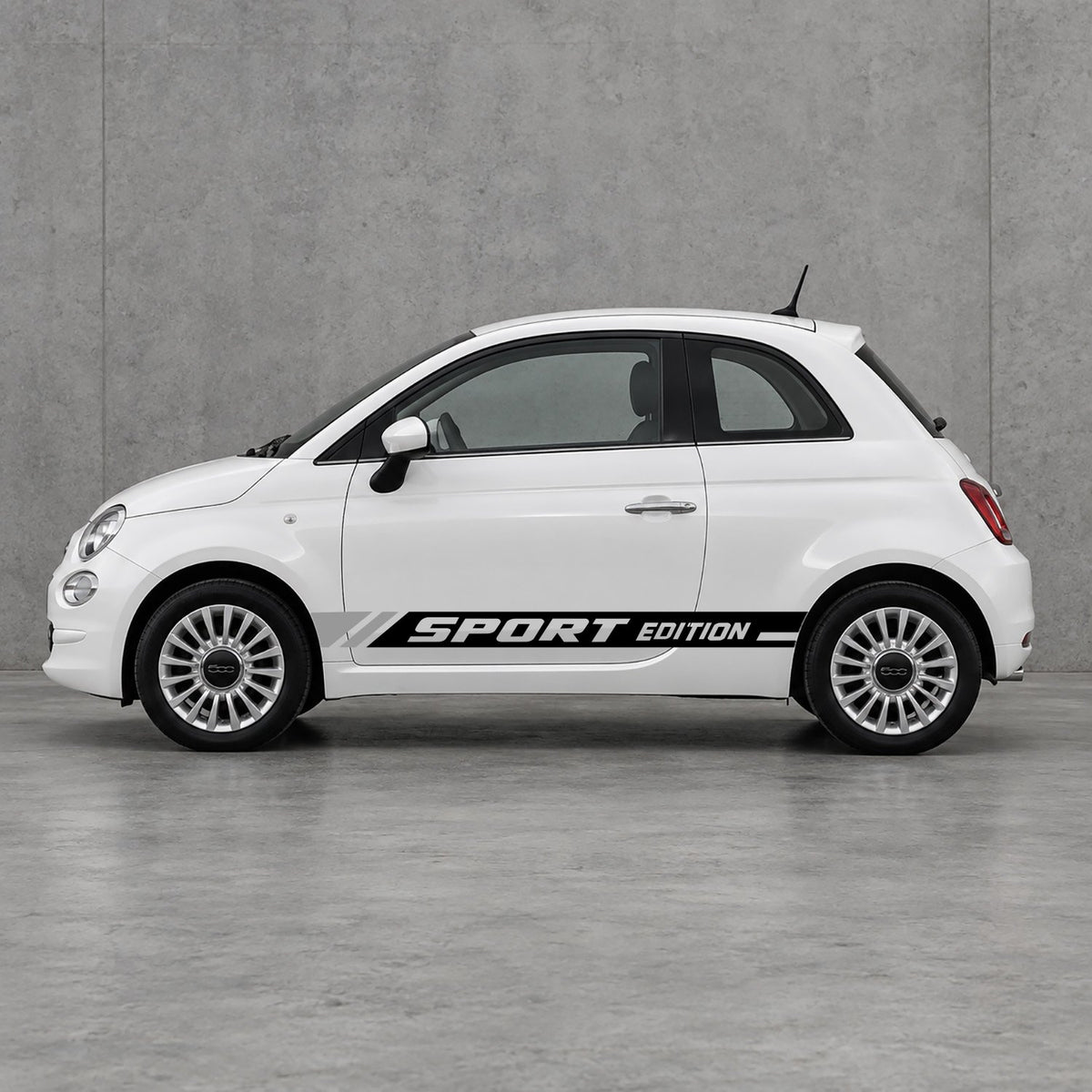 Fiat 500 Sport Edition Side Stripes Kit - Pair Supplied in Black & Grey