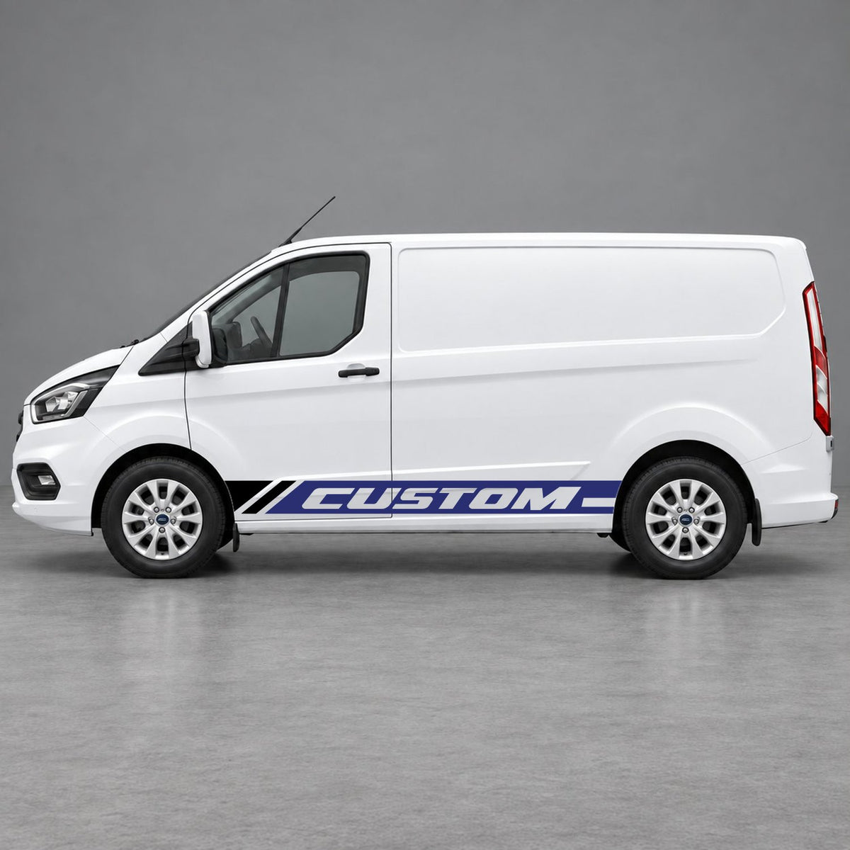 Ford Transit Custom Custom Lower Side Stripes in Navy Blue & Black