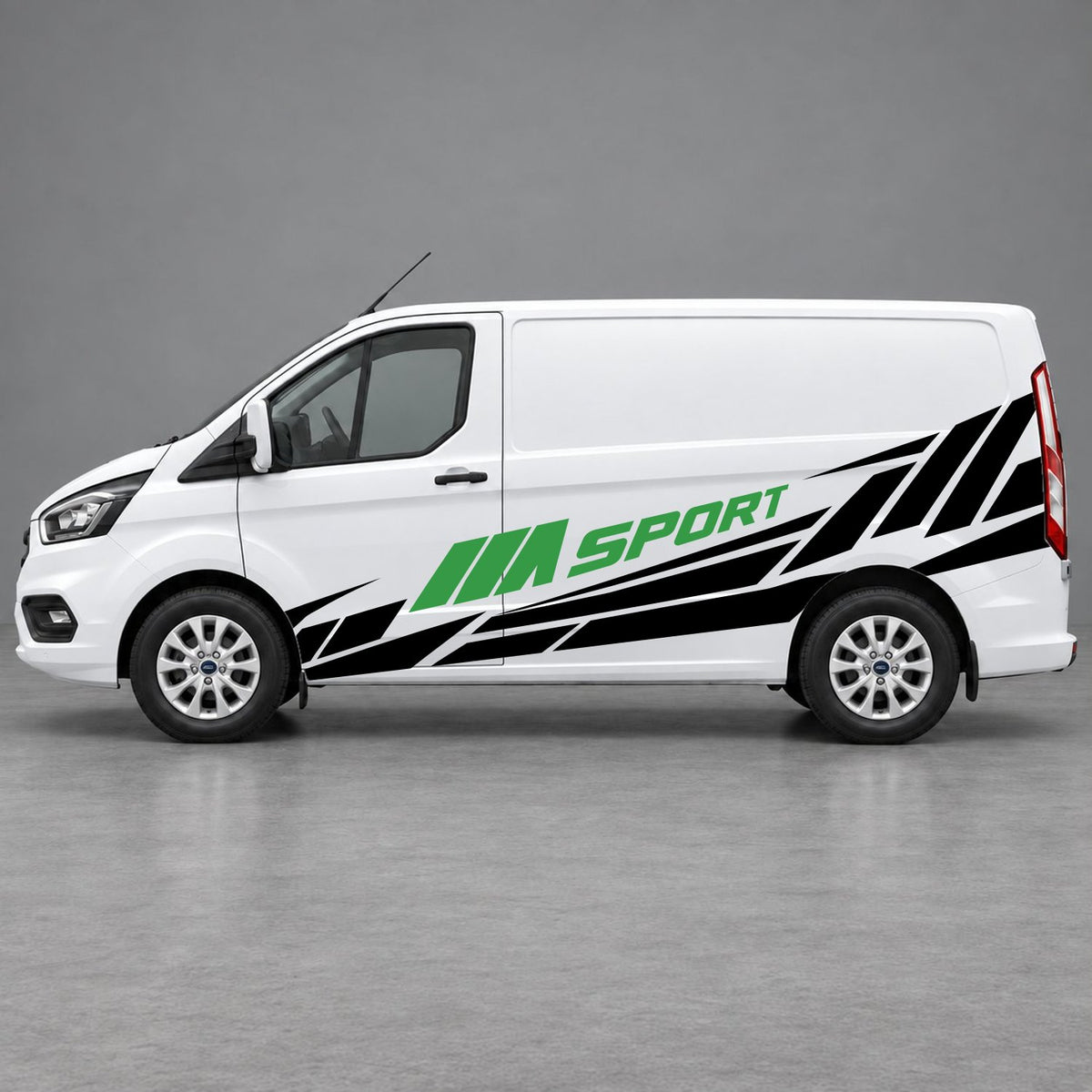 Ford Transit Custom M Sport Racing Side Graphics in Black & Green