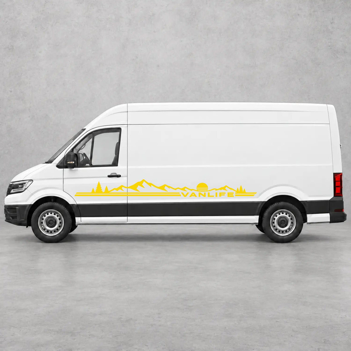 VW Crafter Vanlife Mountain Side Stripes in Yellow