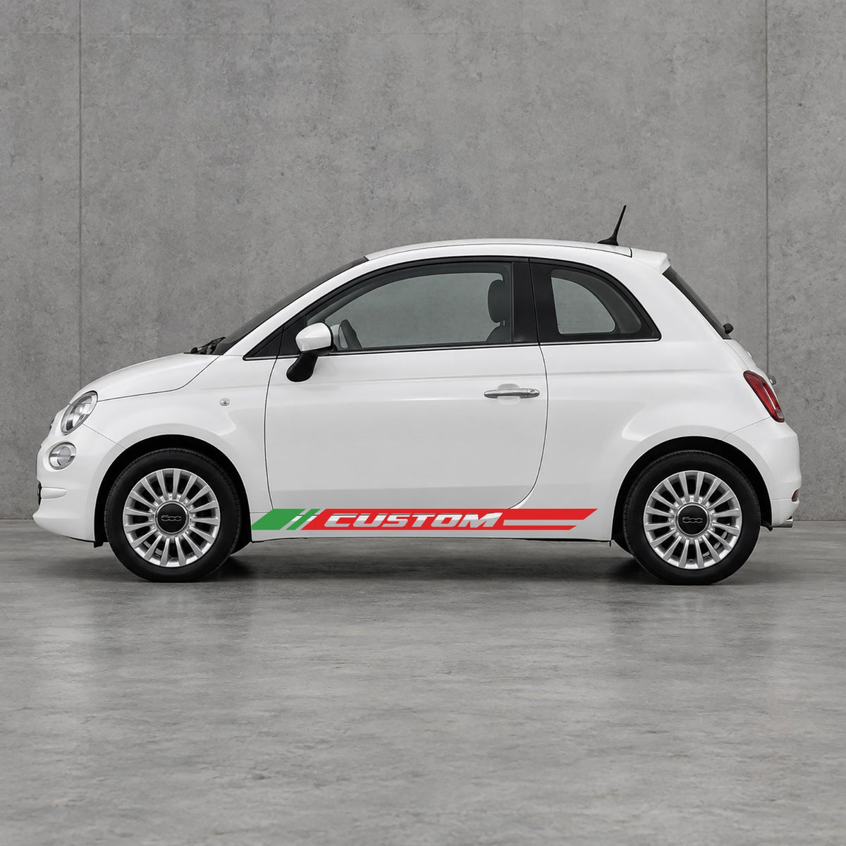 Fiat 500 Custom Lower Side Stripes Kit - Pair Supplied in Red & Green