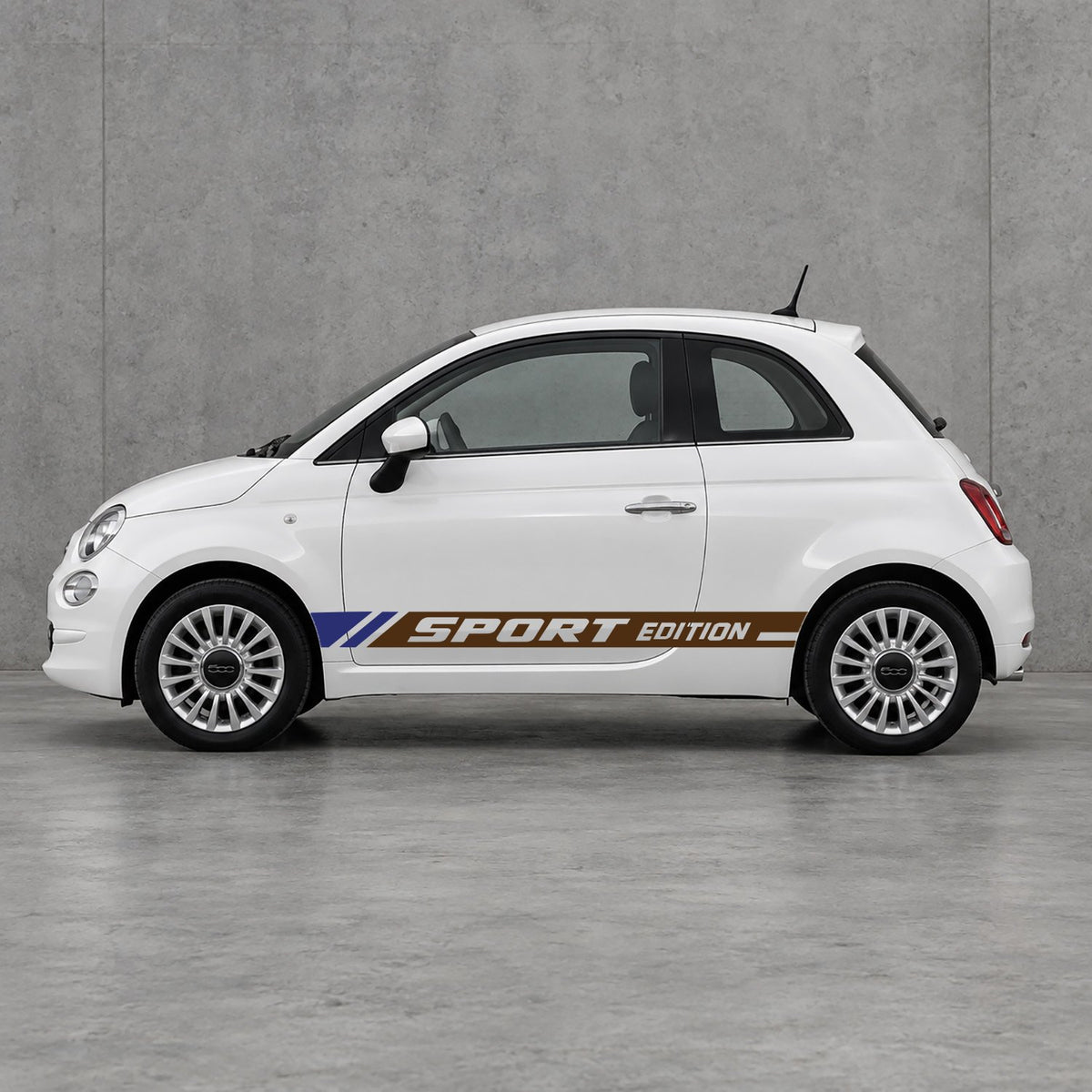 Fiat 500 Sport Edition Side Stripes Kit - Pair Supplied in Brown & Navy Blue