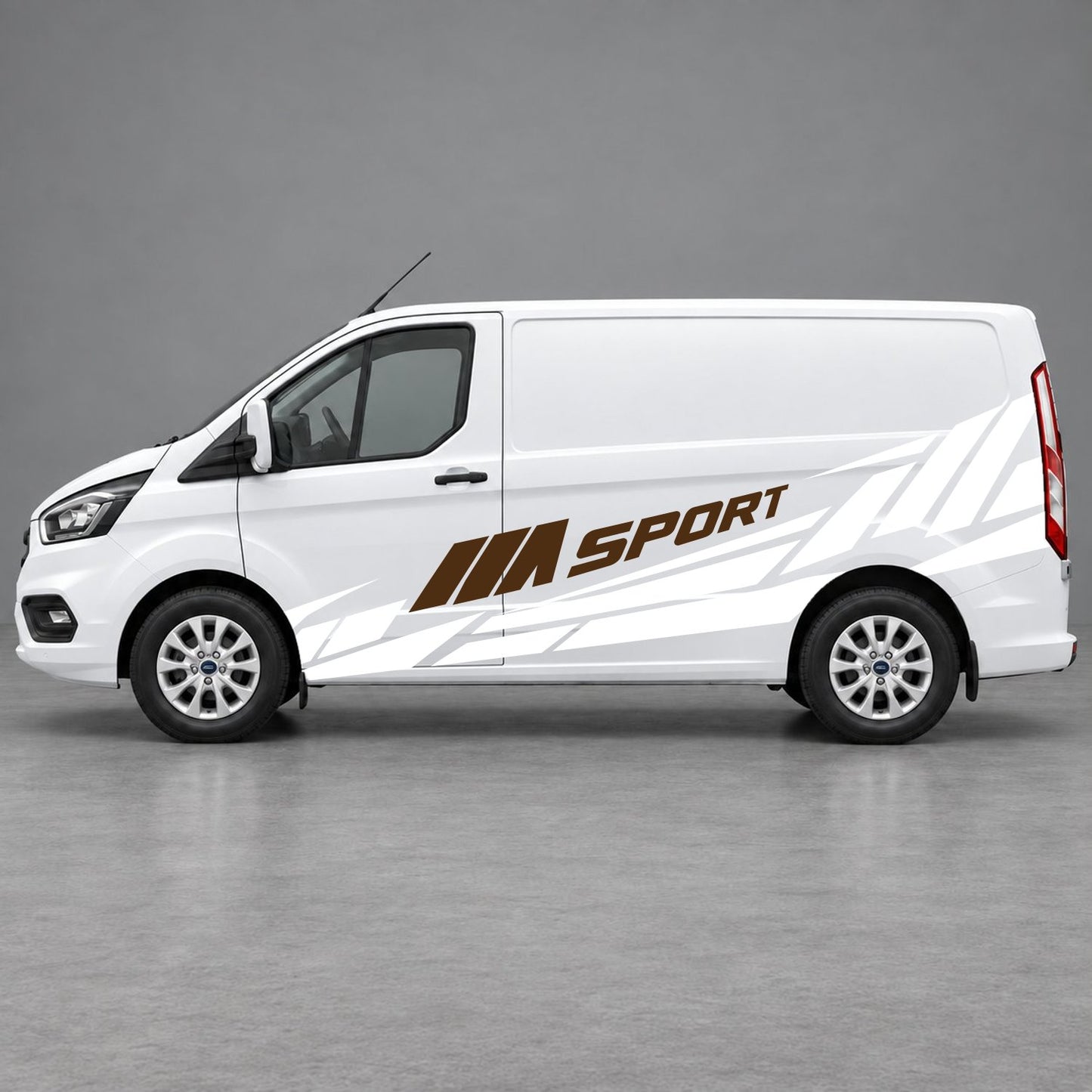 Ford Transit Custom M Sport Racing Side Graphics in White & Brown
