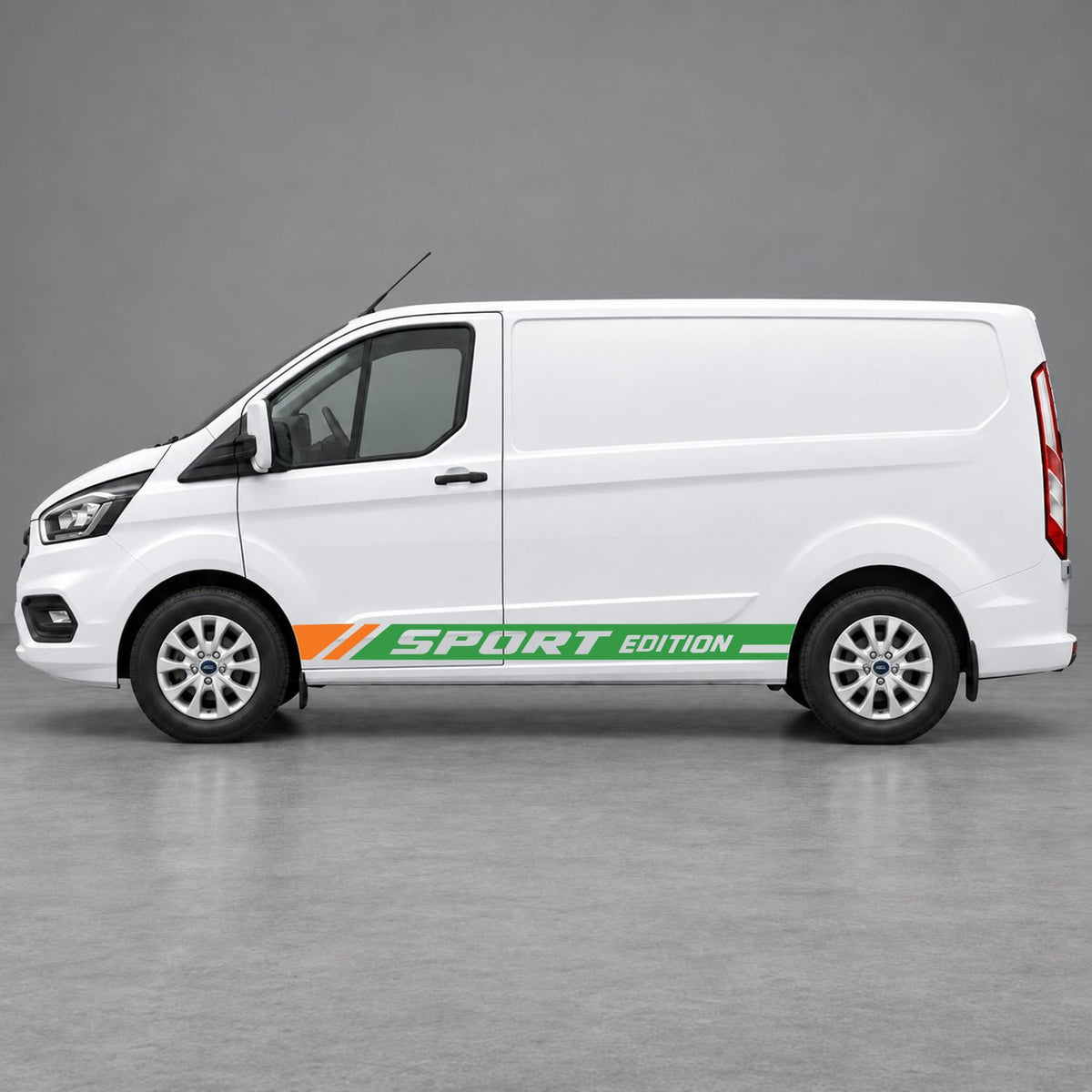 Ford Transit Custom Sport Edition Lower Side Graphics in Green & Orange