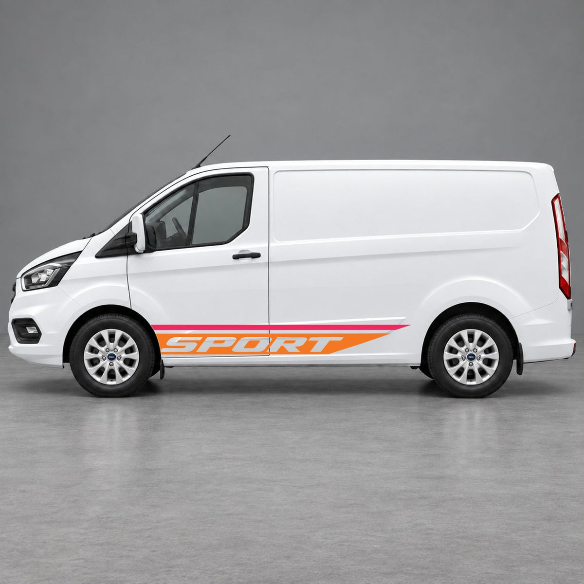 Ford Transit Custom Sport Swoosh Lower Side Stripes in Pink & Orange
