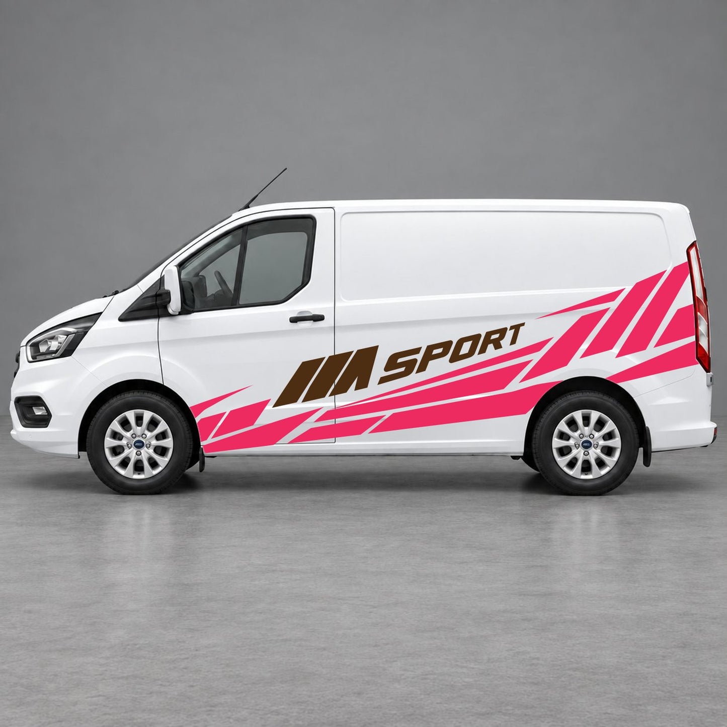 Ford Transit Custom M Sport Racing Side Graphics in Pink & Brown