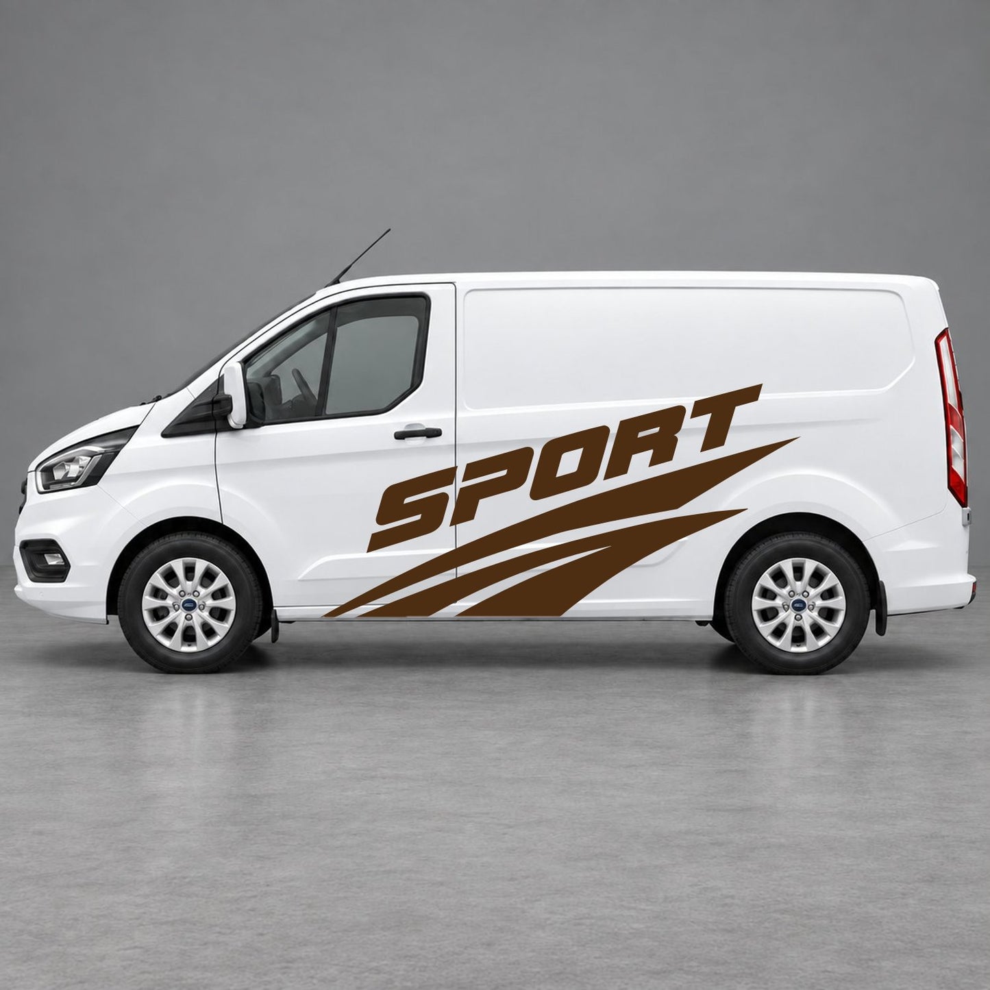 Ford Transit Custom Sport Twin Stripe Side Graphics in Brown & Brown