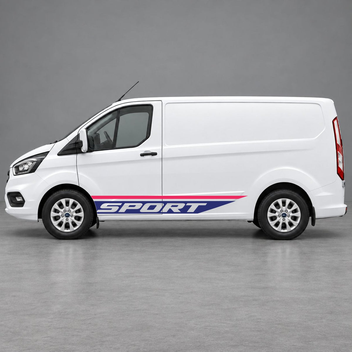 Ford Transit Custom Sport Swoosh Lower Side Stripes in Pink & Navy Blue