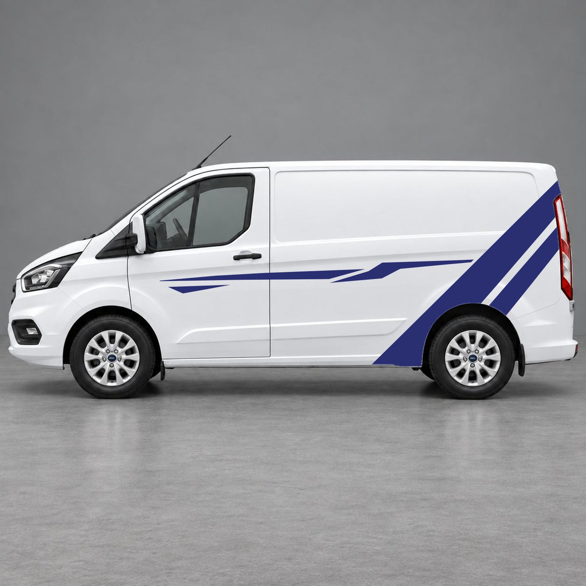 Ford Transit Custom Bold Rear Diagonal Side Stripes in Navy Blue & Navy Blue