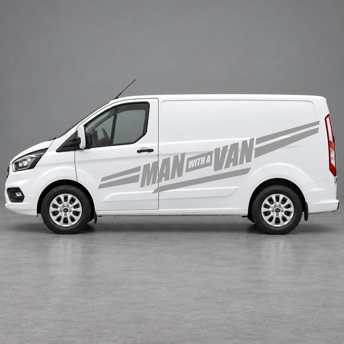 Ford Transit Custom Man with a Van Side Stripes in Grey & Grey