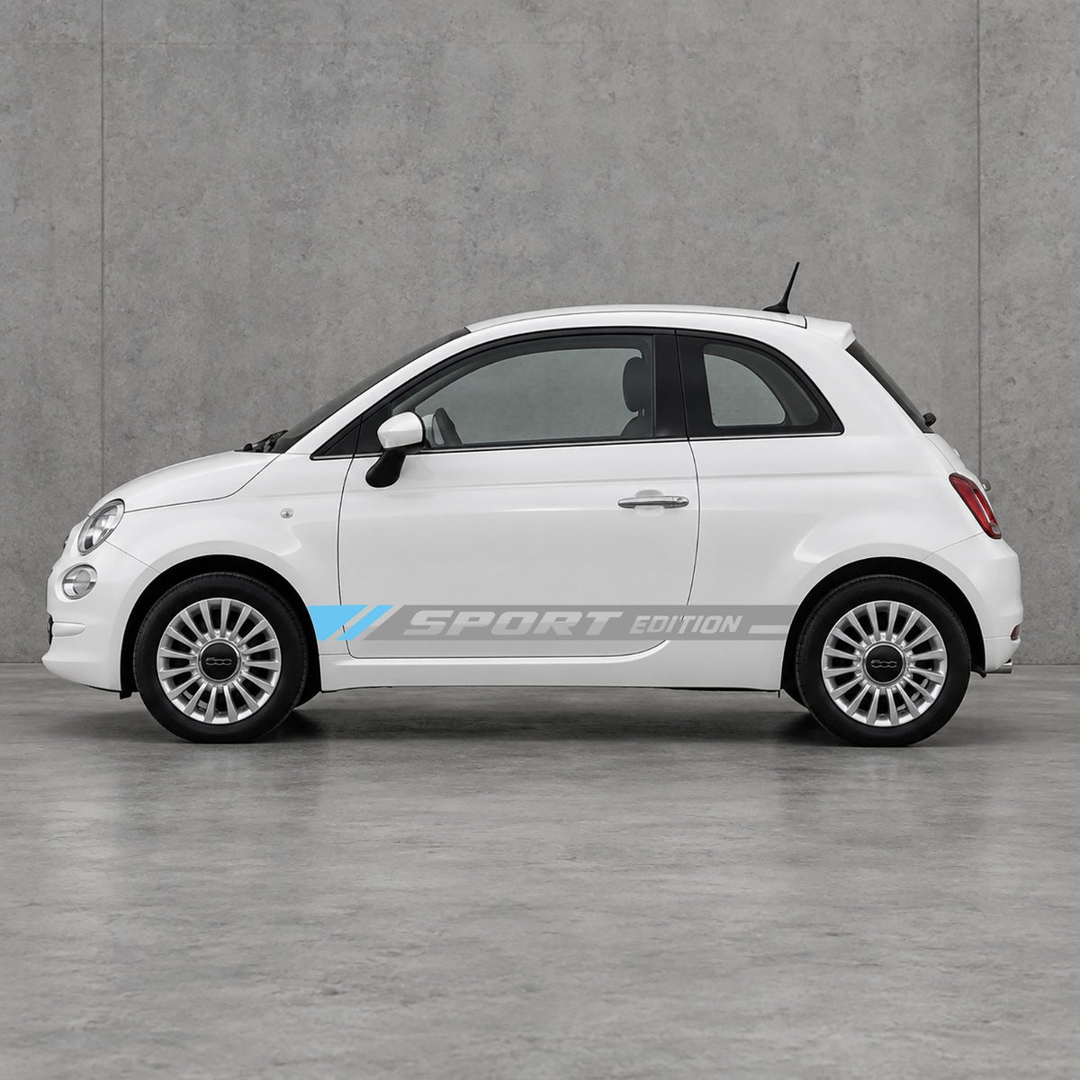 Fiat 500 Sport Edition Side Stripes Kit - Pair Supplied in Grey & Light Blue