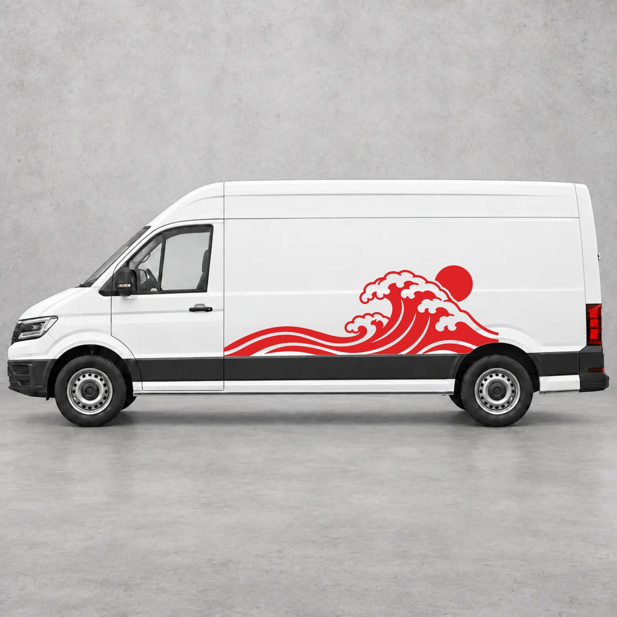 VW Crafter Ocean Wave & Sunset Side Graphics in Red