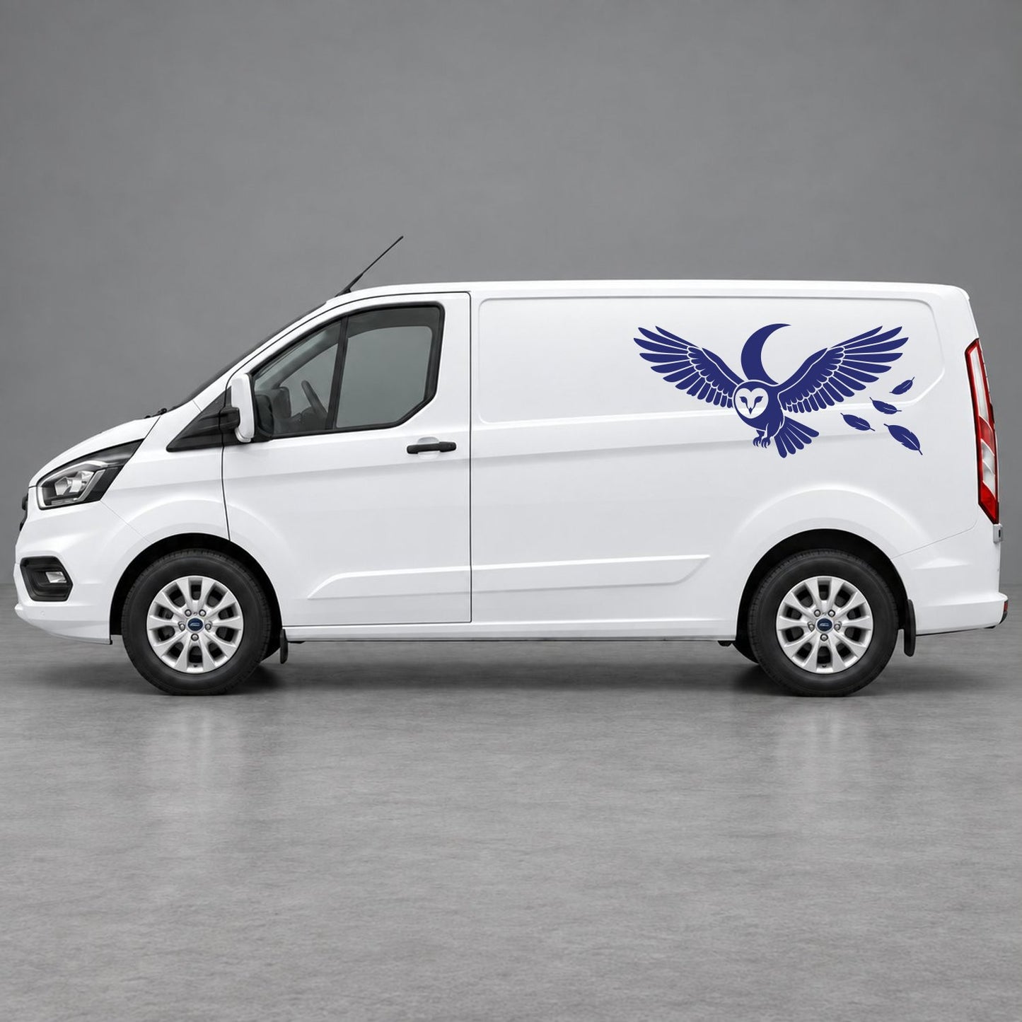 Ford Transit Custom Flying Eagle Side Graphics in Navy Blue