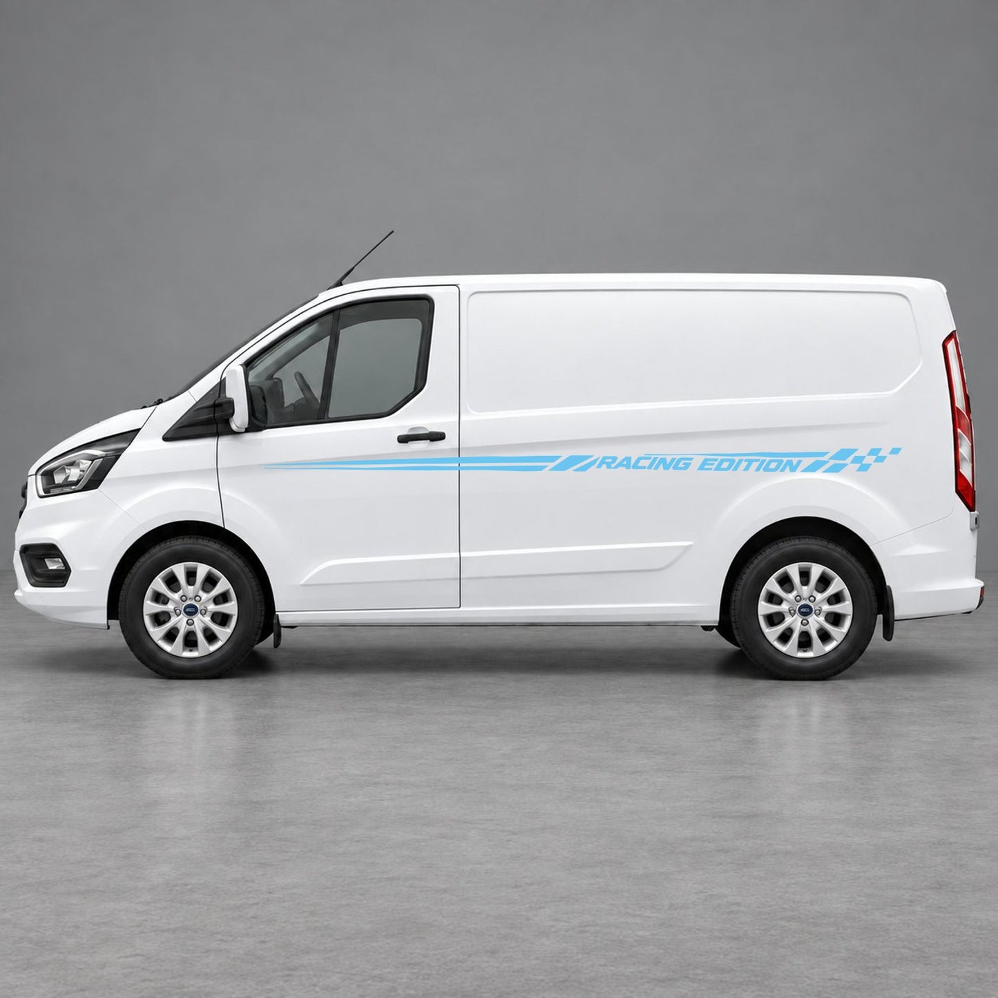 Ford Transit Custom Racing Edition Side Stripes in Light Blue