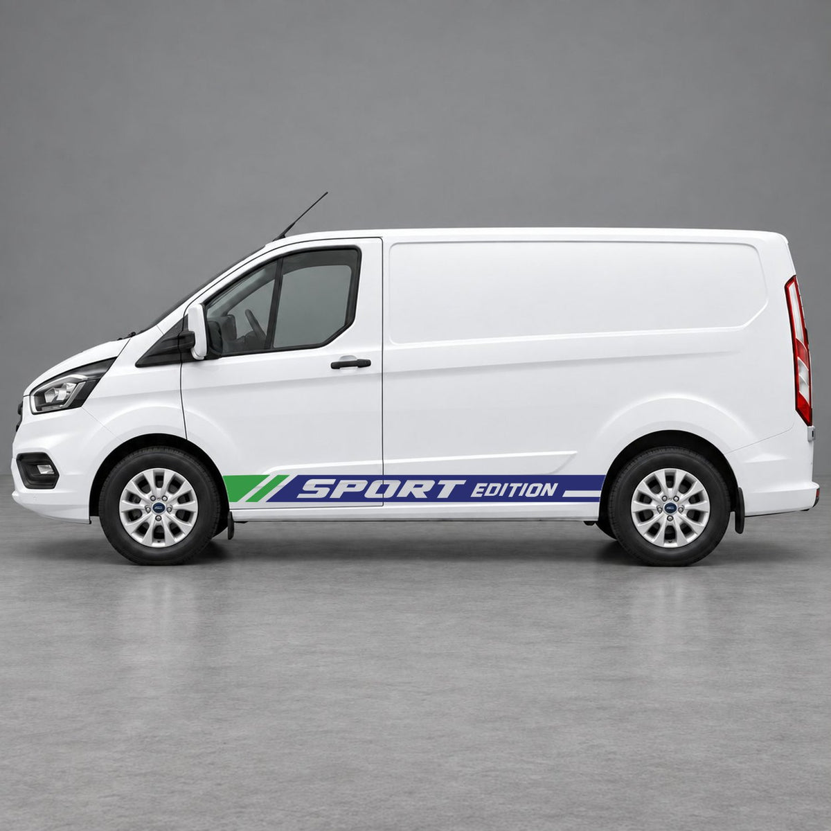 Ford Transit Custom Sport Edition Lower Side Graphics in Navy Blue & Green