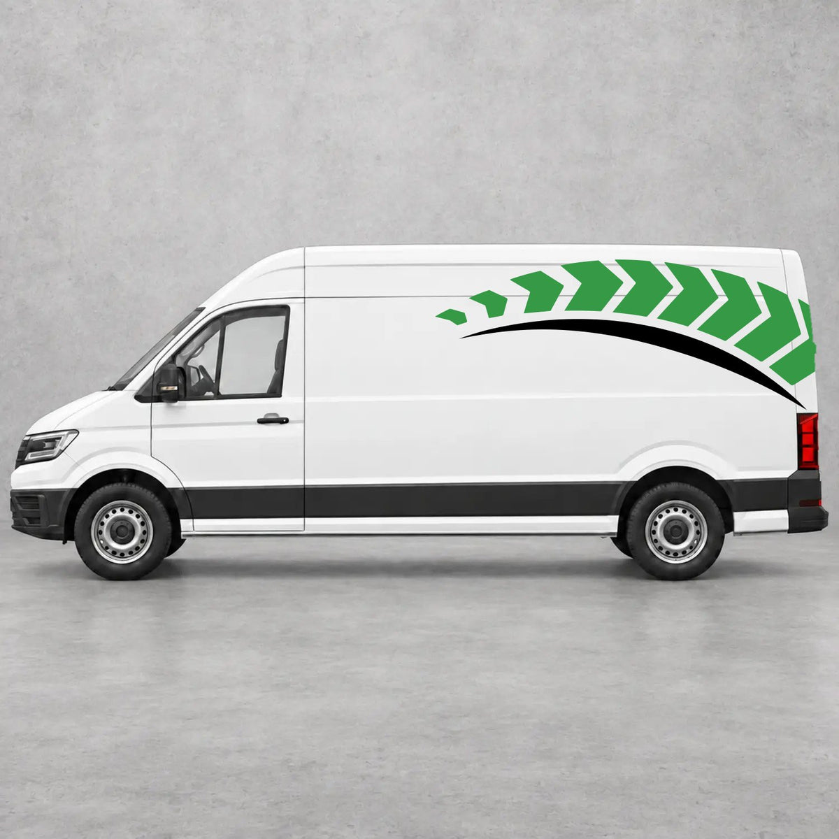 VW Crafter Chevron Track Side Graphics in Green & Black