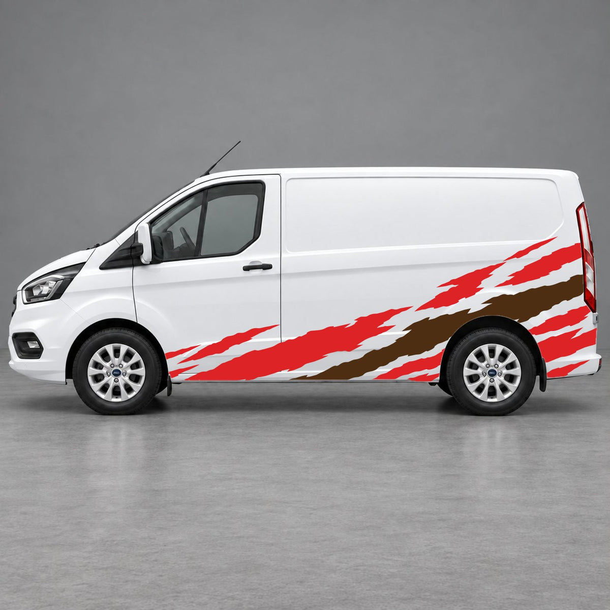 Ford Transit Custom Claw Scratch Side Graphics in Red & Brown