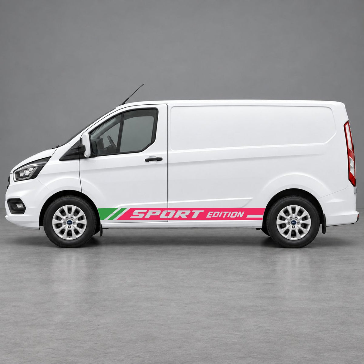 Ford Transit Custom Sport Edition Lower Side Graphics in Pink & Green