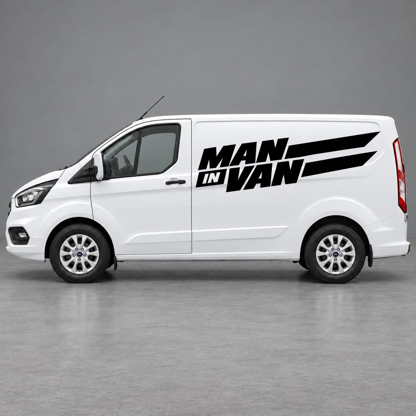 Ford Transit Custom Man in Van Side Stripes in Black & Black