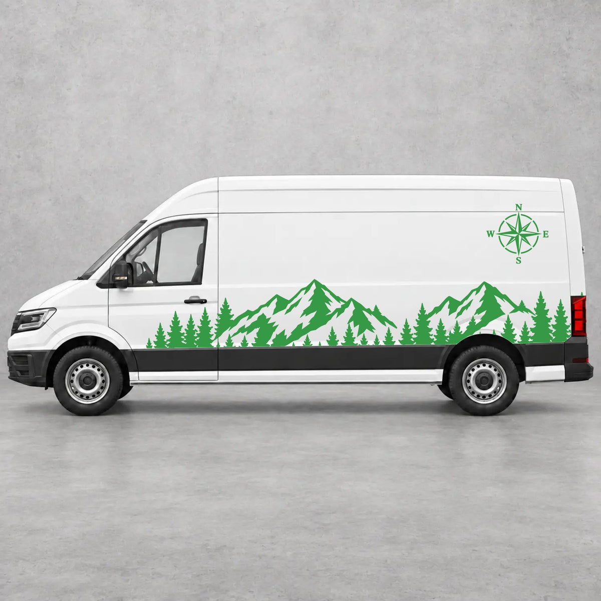 VW Crafter Mountain Forest & Compass Side Graphics in Green