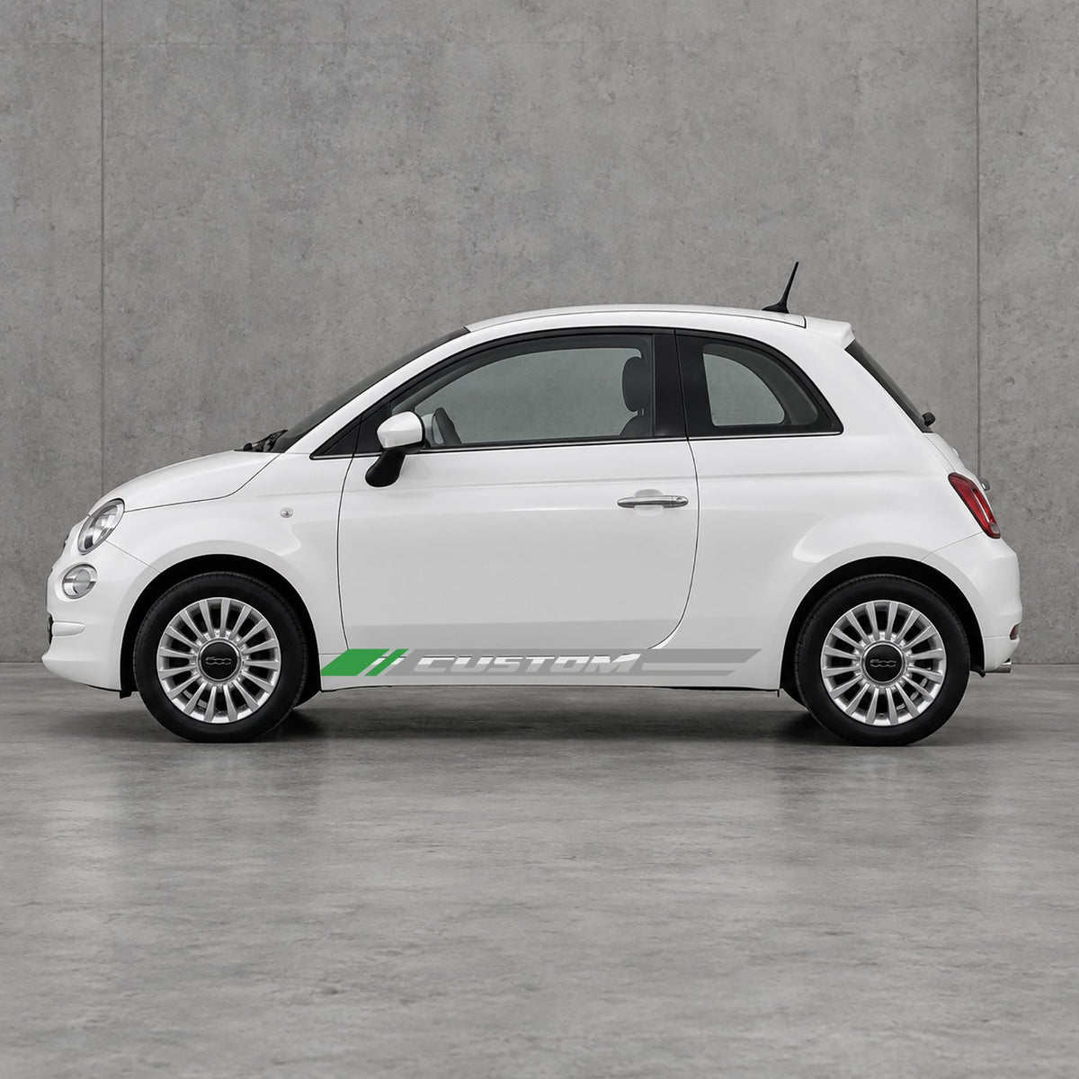 Fiat 500 Custom Lower Side Stripes Kit - Pair Supplied in Grey & Green