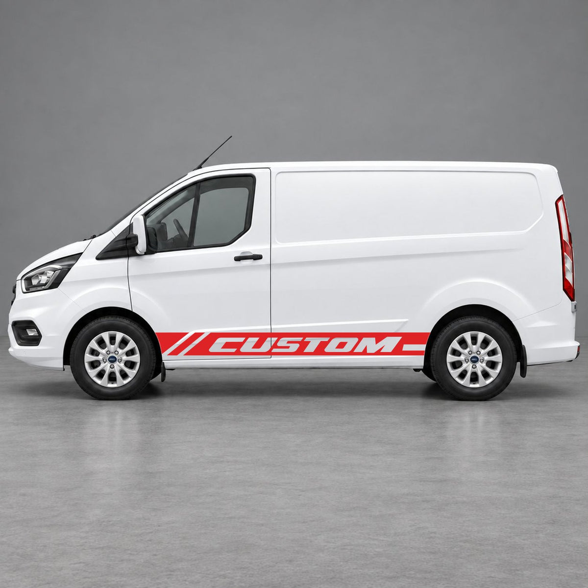 Ford Transit Custom Custom Lower Side Stripes in Red & Red