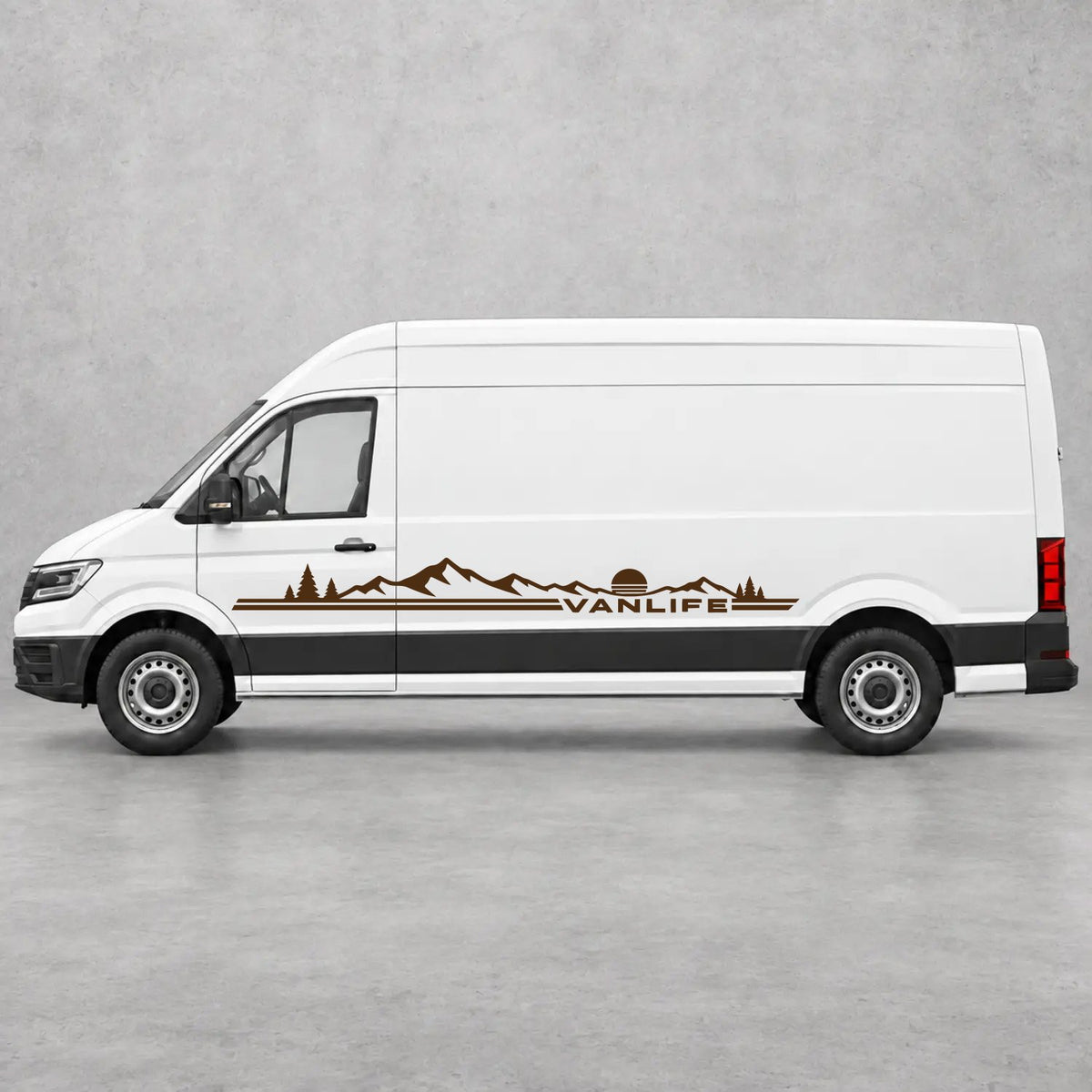 VW Crafter Vanlife Mountain Side Stripes in Brown