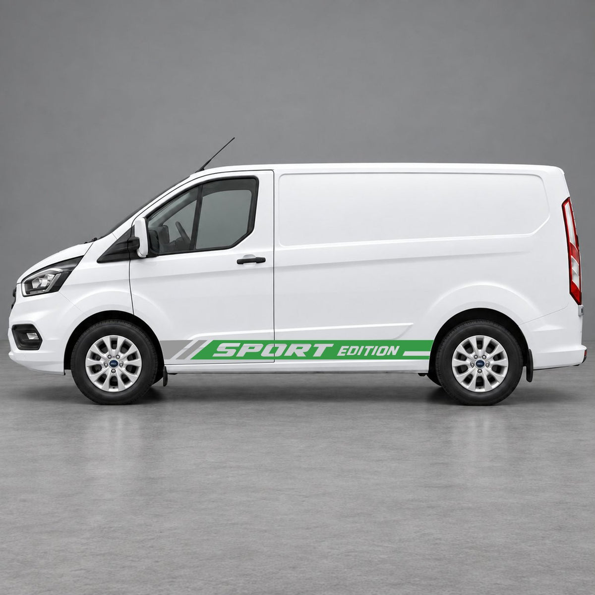 Ford Transit Custom Sport Edition Lower Side Graphics in Green & Grey