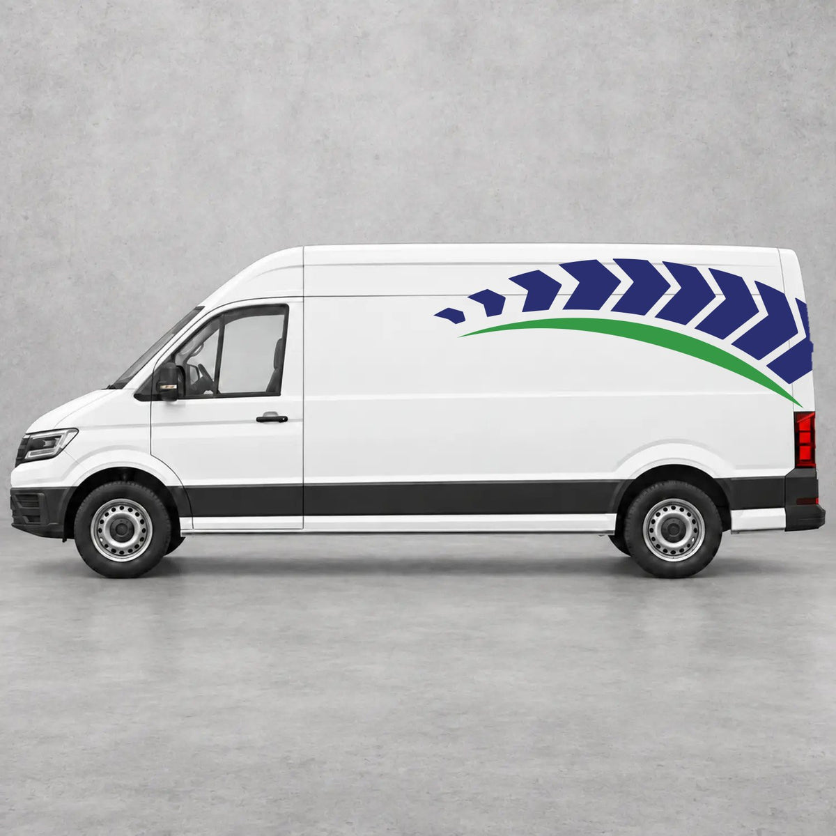 VW Crafter Chevron Track Side Graphics in Navy Blue & Green