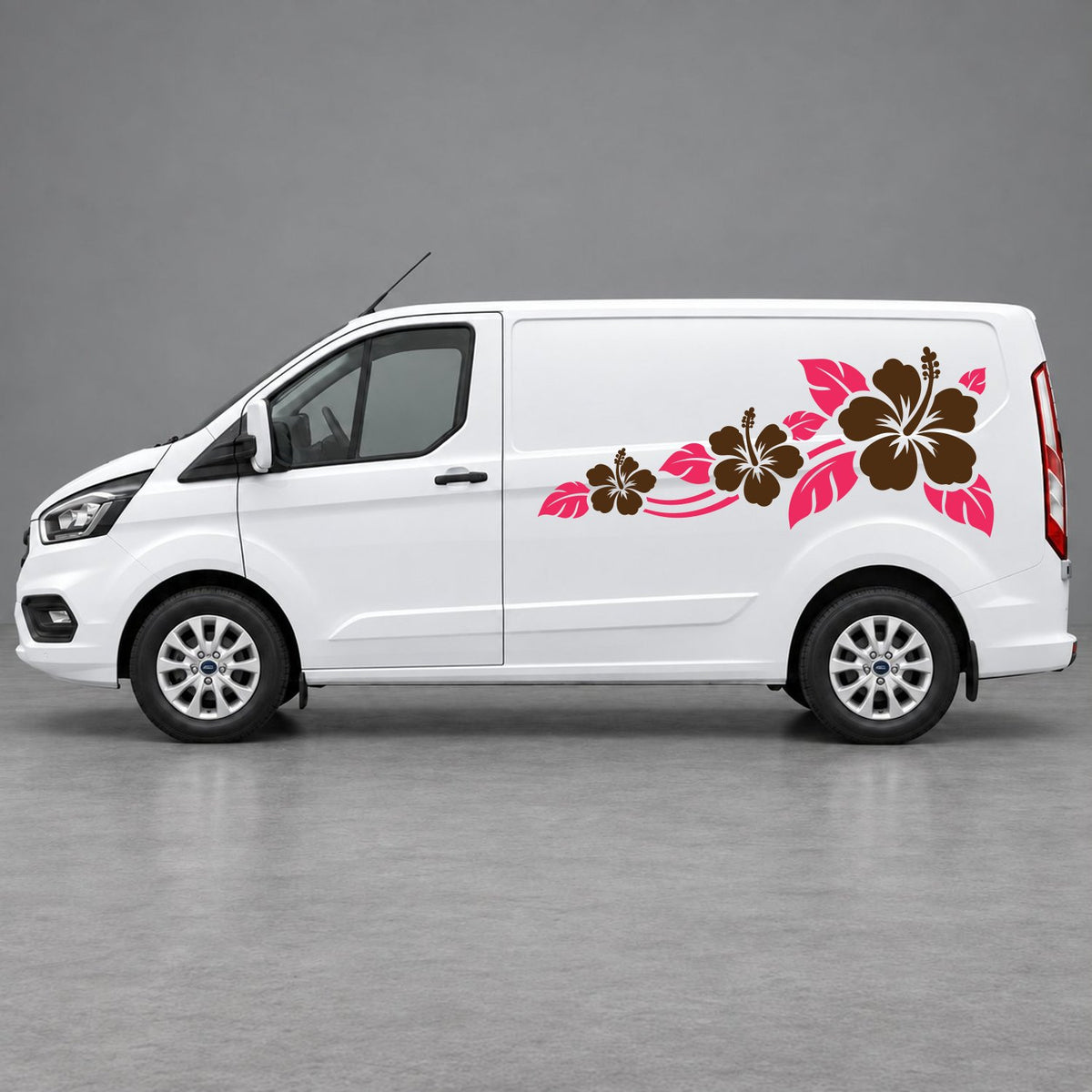 Ford Transit Custom Hibiscus Flower Trail Side Graphics in Pink & Brown