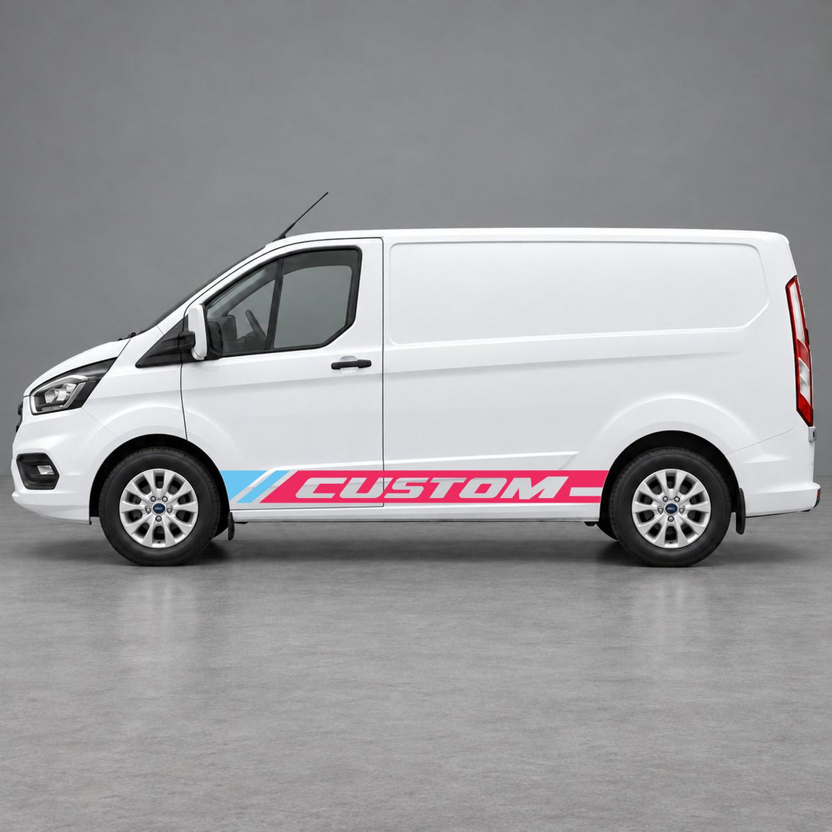 Ford Transit Custom Custom Lower Side Stripes in Pink & Light Blue