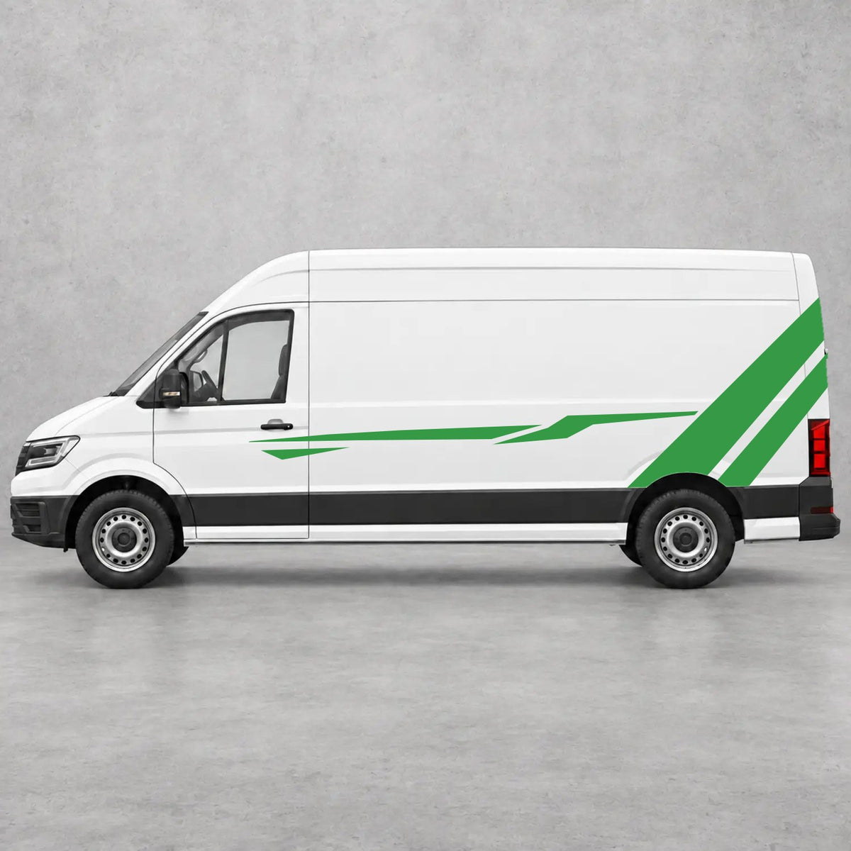 VW Crafter Bold Rear Diagonal Side Stripes in Green & Green