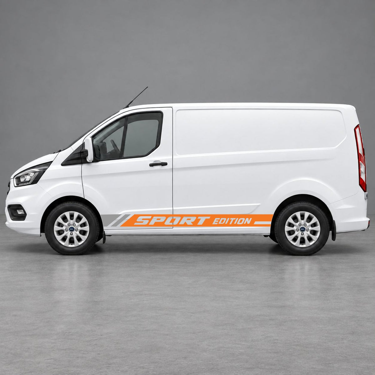 Ford Transit Custom Sport Edition Lower Side Graphics in Orange & Grey