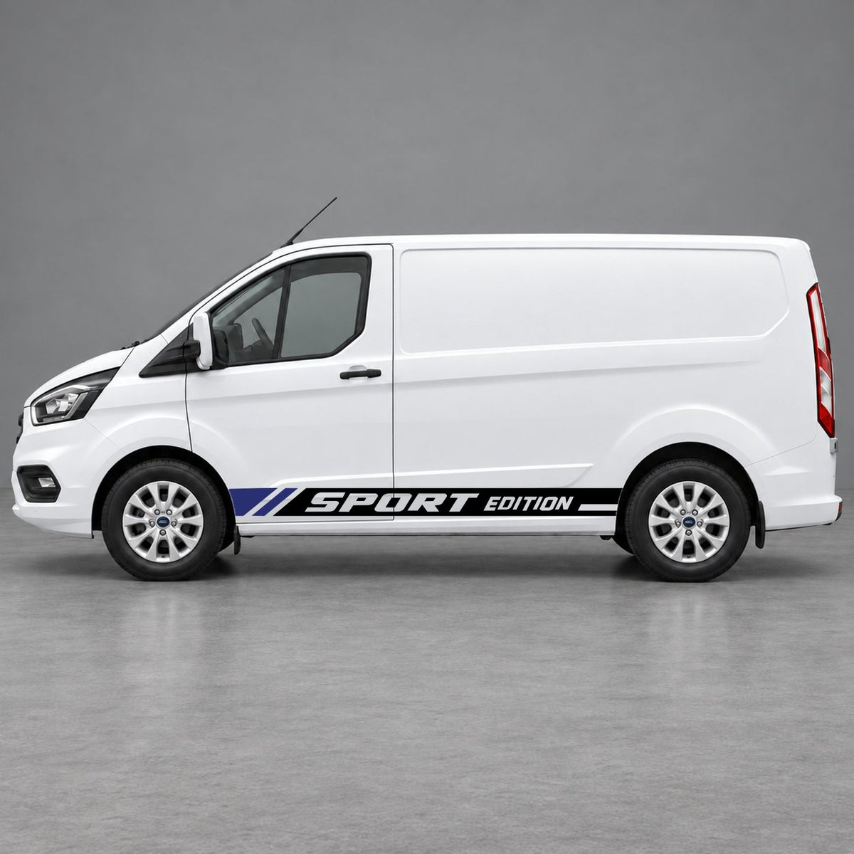Ford Transit Custom Sport Edition Lower Side Graphics in Black & Navy Blue