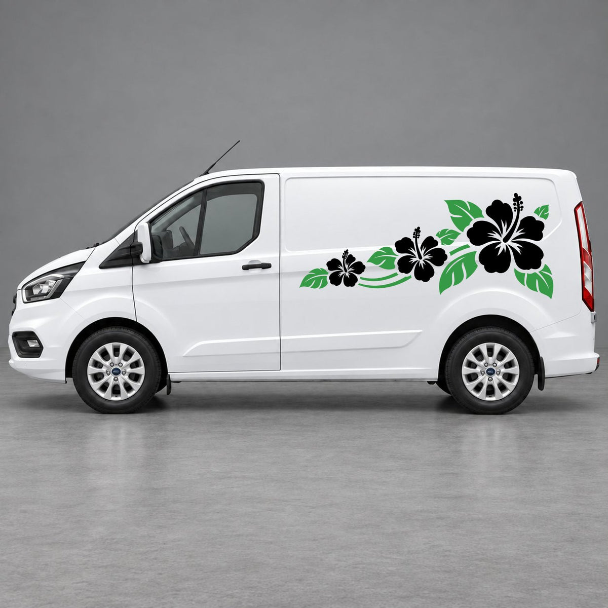 Ford Transit Custom Hibiscus Flower Trail Side Graphics in Green & Black