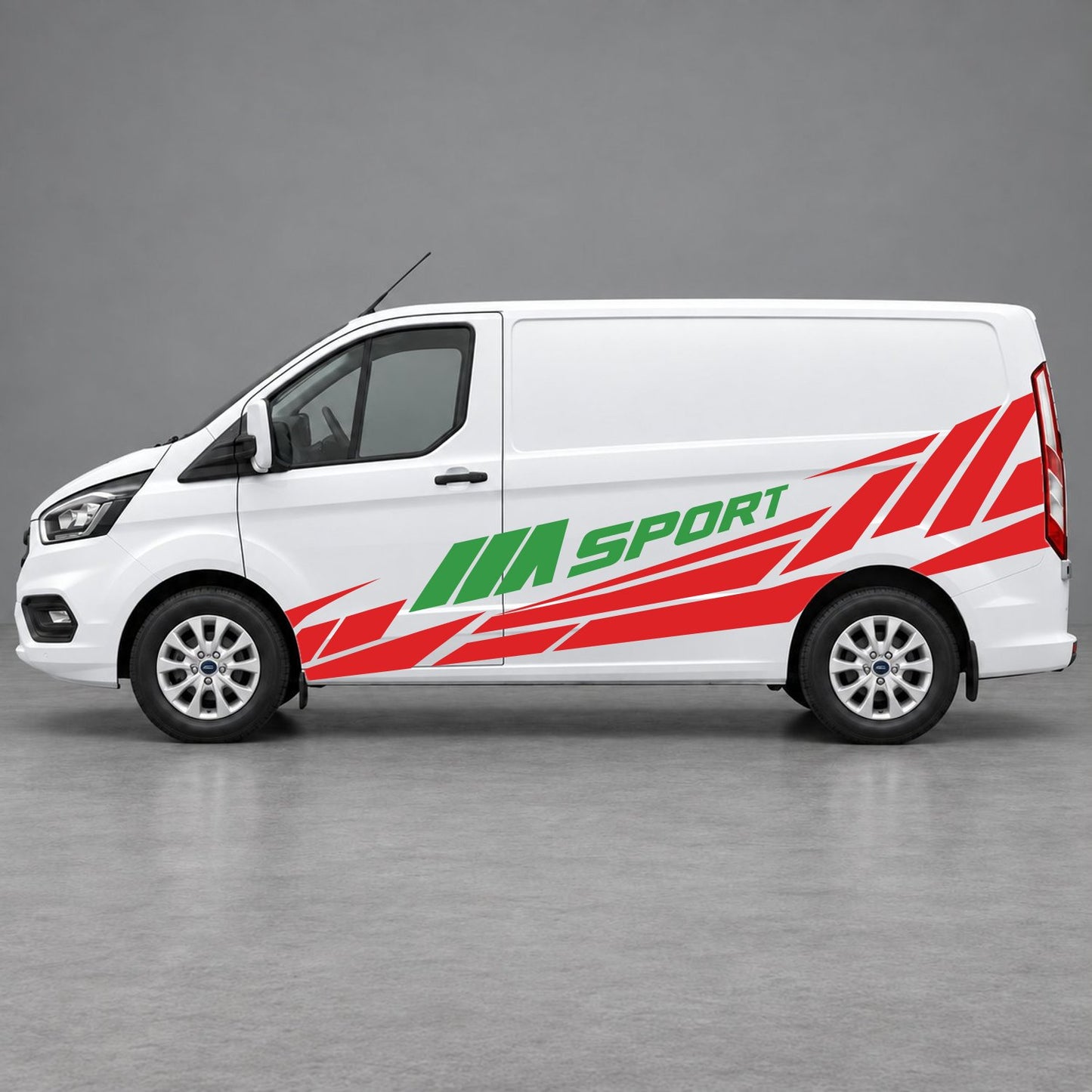 Ford Transit Custom M Sport Racing Side Graphics in Red & Green