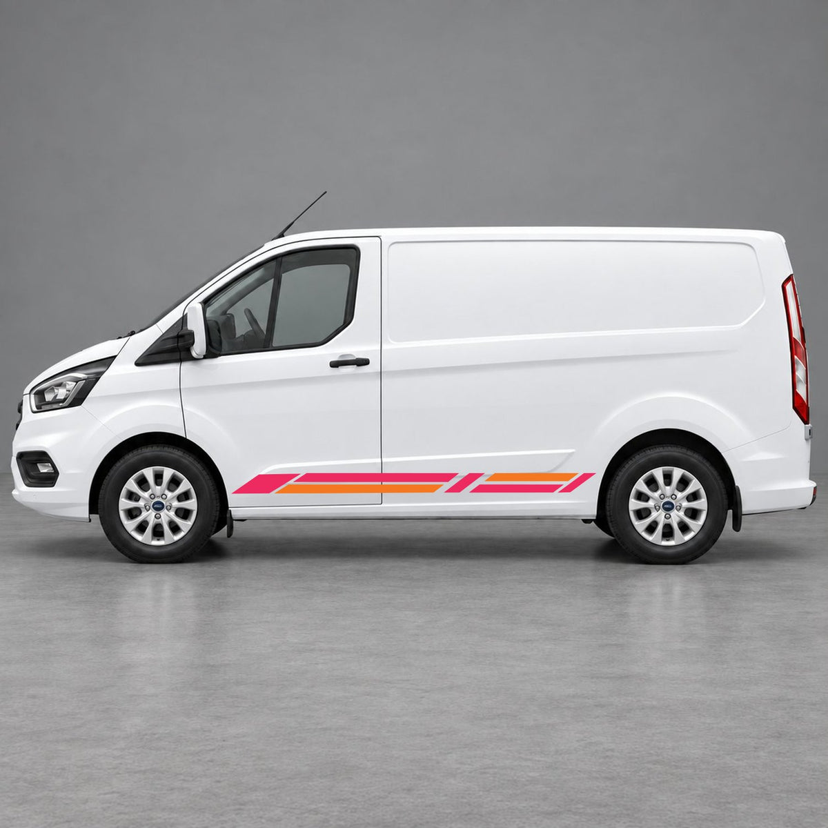 Ford Transit Custom Geometric Lower Side Stripes in Pink & Orange