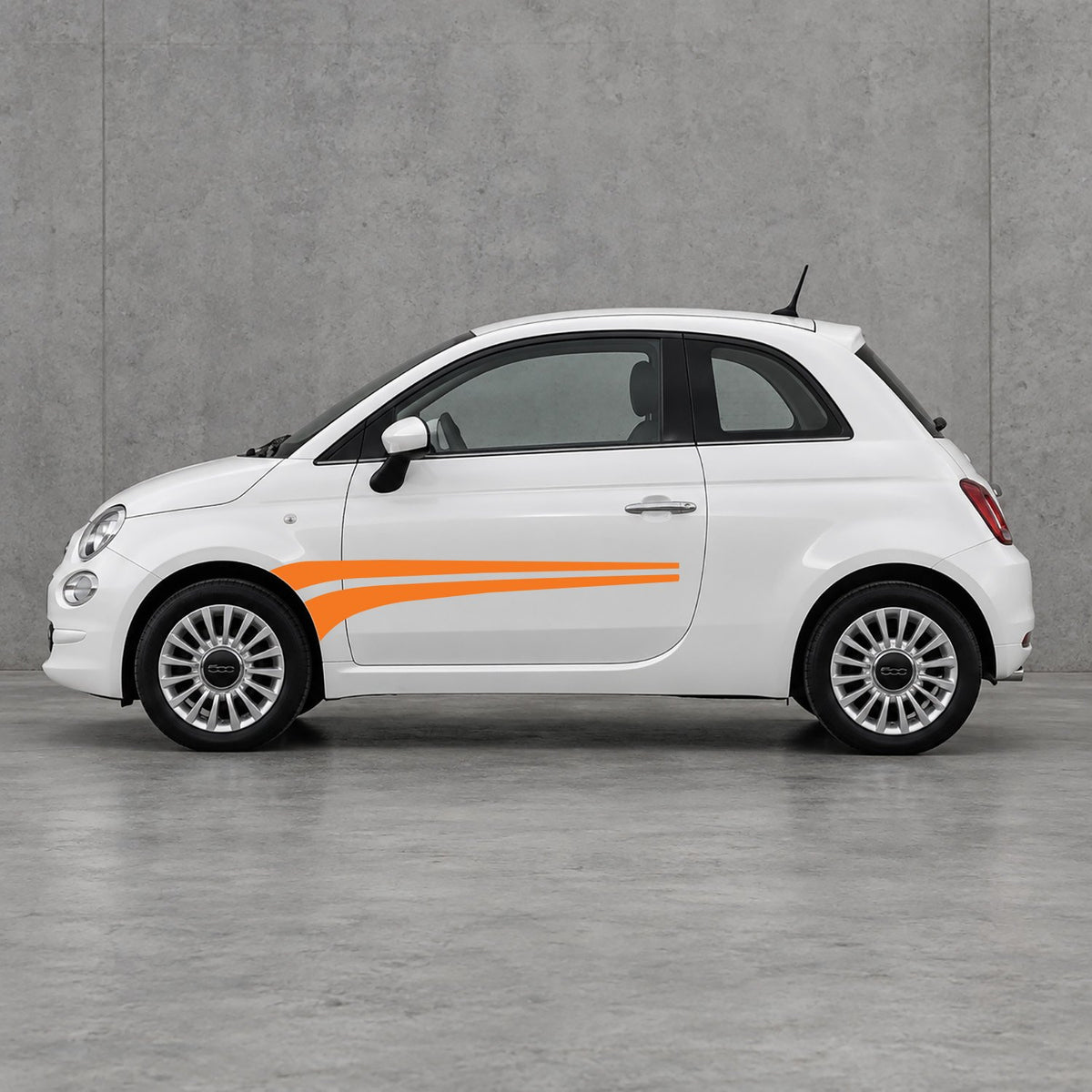 Fiat 500 Twin Bodyline Side Stripes Kit - Pair Supplied in Orange
