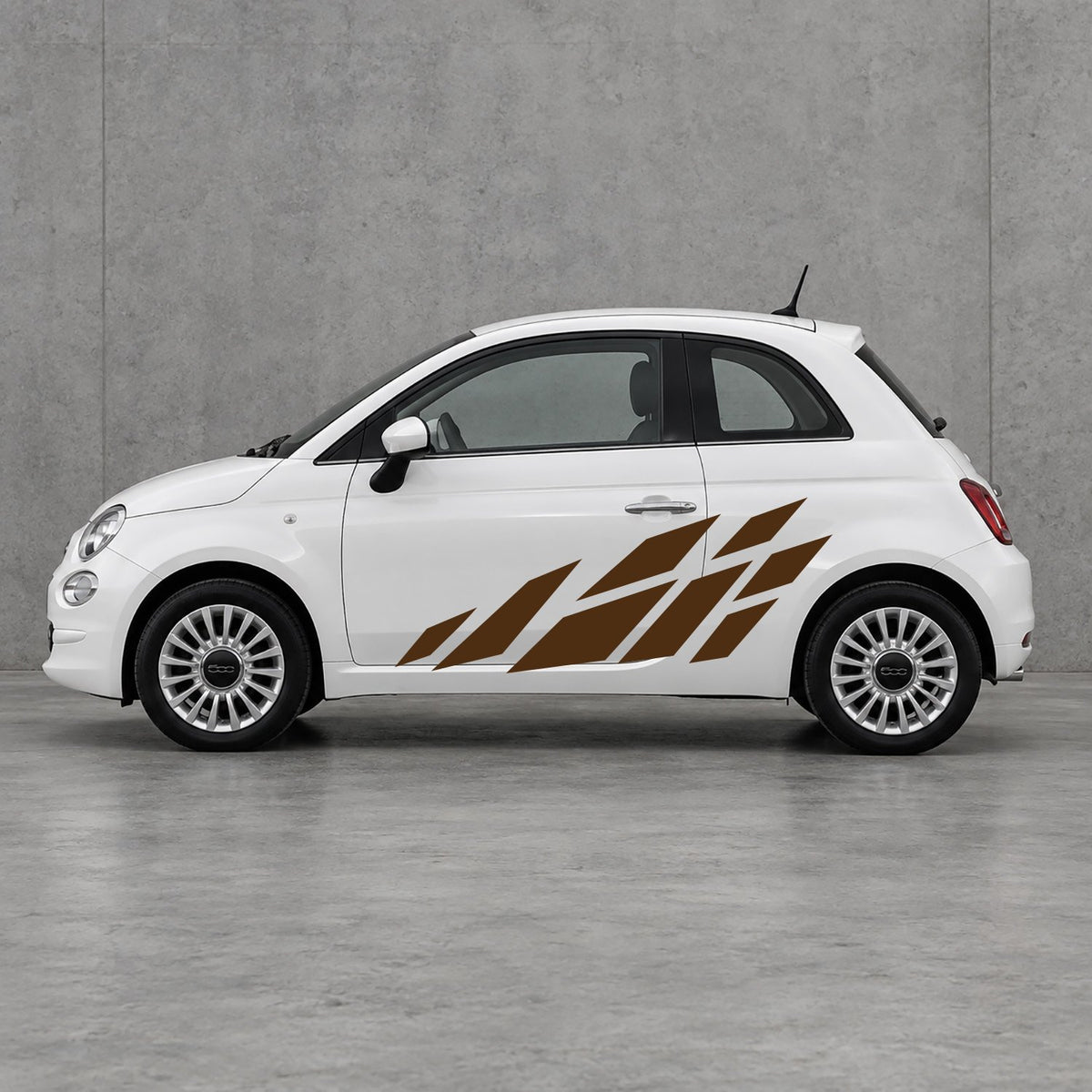 Fiat 500 Racing Flag Side Graphics Kit - Pair Supplied in Brown & Brown