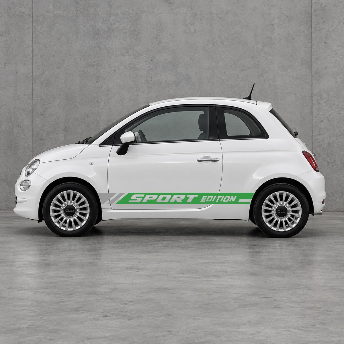 Fiat 500 Sport Edition Side Stripes Kit - Pair Supplied in Green & Grey